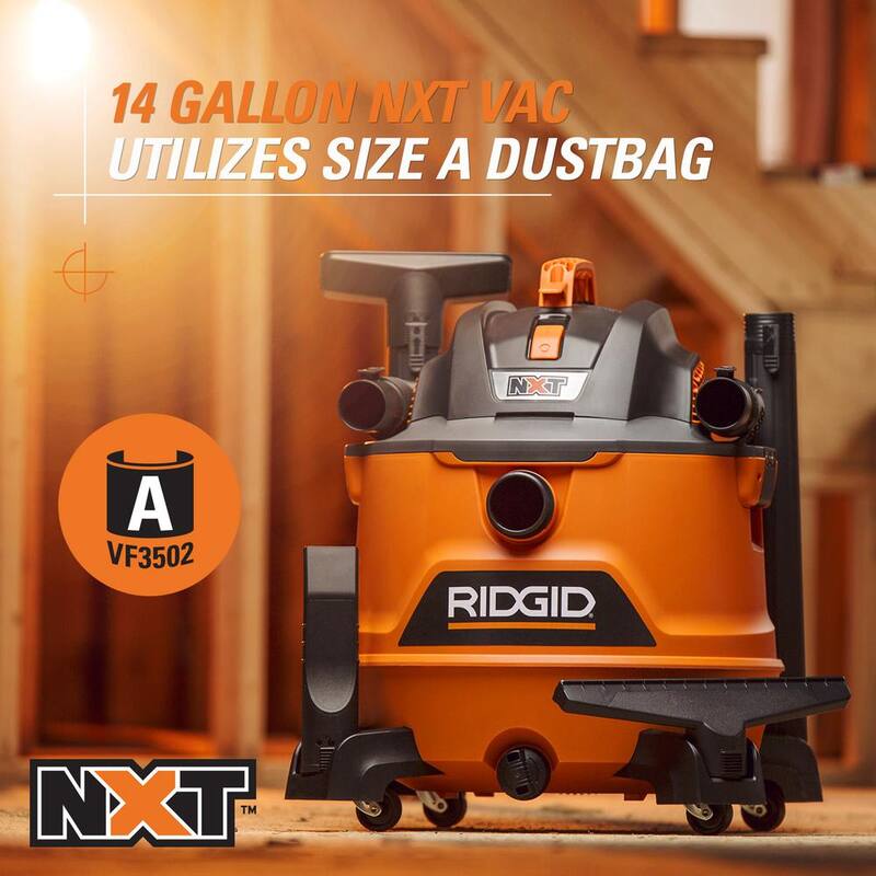 RIDGID 14 Gallon 6.0 Peak HP NXT Shop Vac Wet Dry Vacuum with Fine Dust Filter, Locking Hose and Accessory Attachments - HD1400