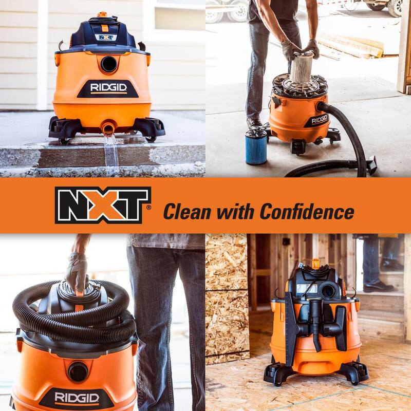 RIDGID 14 Gallon 6.0 Peak HP NXT Shop Vac Wet Dry Vacuum with Fine Dust Filter, Locking Hose and Accessory Attachments - HD1400
