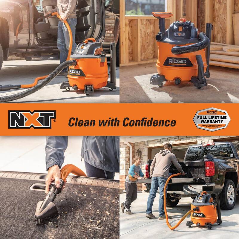 RIDGID 14 Gallon 6.0 Peak HP NXT Shop Vac Wet Dry Vacuum with Fine Dust Filter, Hose, Accessories and Car Cleaning Kit - HD1401