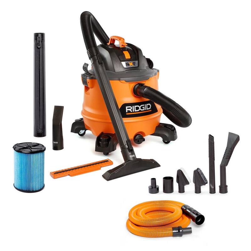 RIDGID 14 Gallon 6.0 Peak HP NXT Shop Vac Wet Dry Vacuum with Fine Dust Filter, Hose, Accessories and Car Cleaning Kit - HD1401