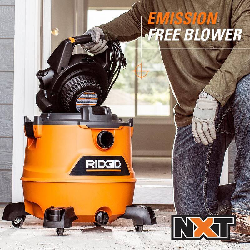 RIDGID 16 Gallon 6.5 Peak HP NXT Shop Vac Wet Dry Vacuum with Detachable Blower, Filter, Dust Bags, Hose and Accessories - HD1600B