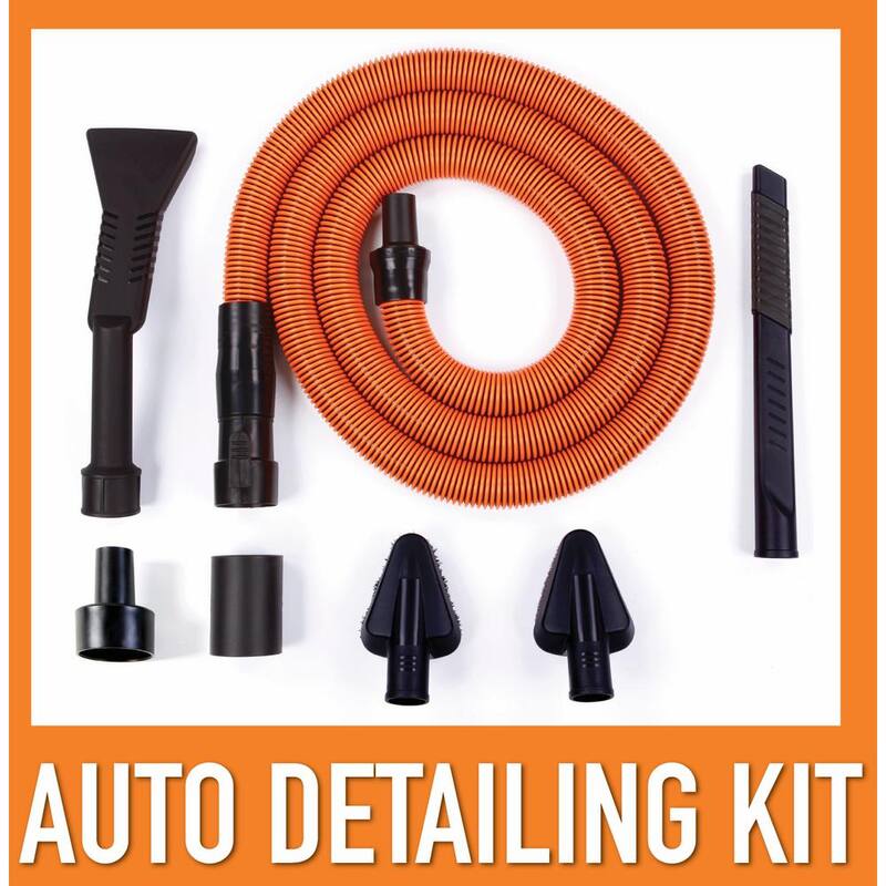 RIDGID 4 Gallon 5.0 Peak HP Portable Shop Vac Wet Dry Vacuum with Fine Dust Filter, Hose, Accessories and Car Cleaning Kit - WD4070C