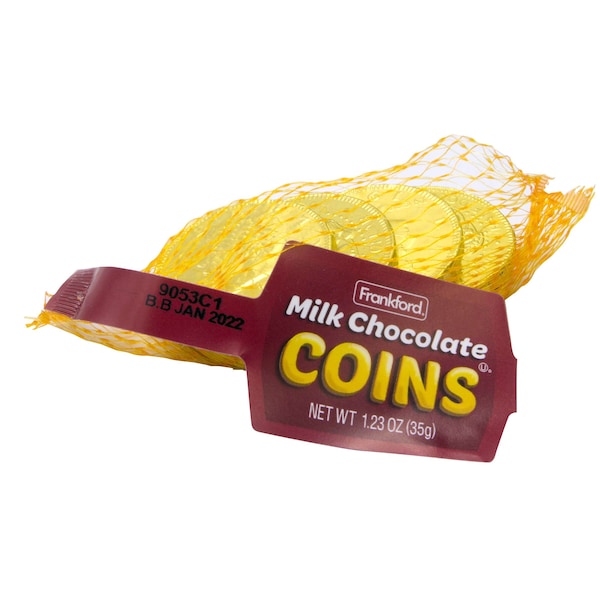 Monedas de chocolate con leche Frankford Candy de 1.23 oz, paquete de 48 - 49160