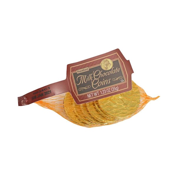 Monedas de chocolate con leche Frankford Candy de 1.23 oz, paquete de 48 - 49160