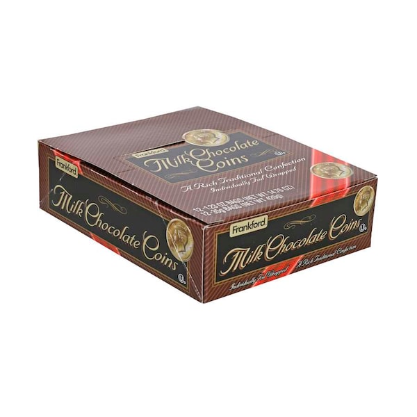 Monedas de chocolate con leche Frankford Candy de 1.23 oz, paquete de 48 - 49160