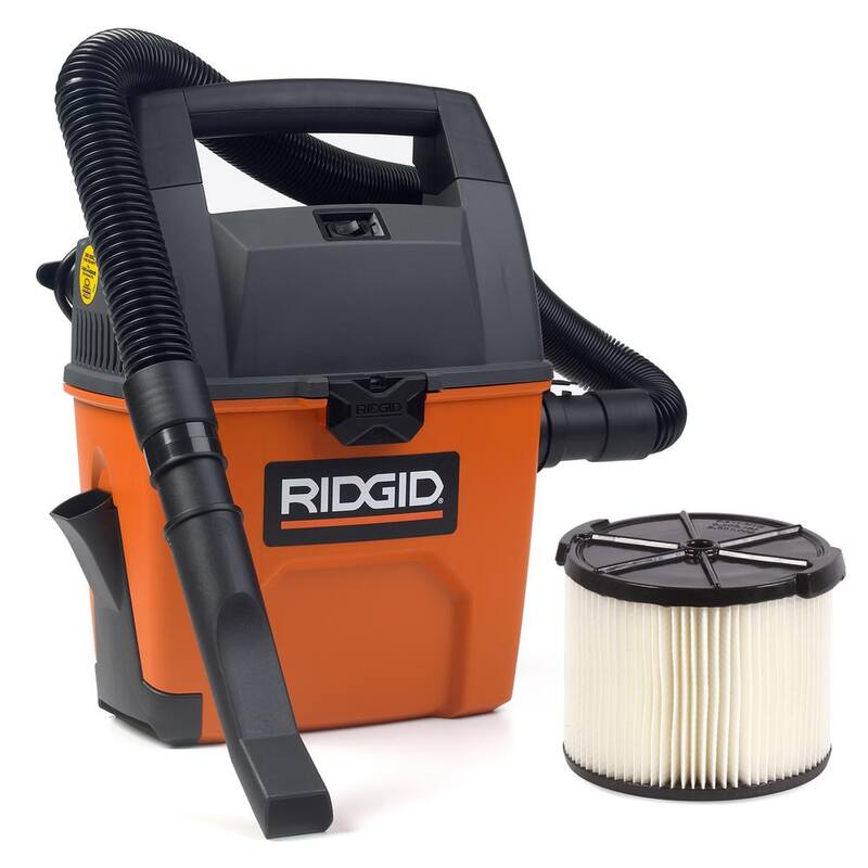RIDGID 3 Gal 3.5 Peak HP Handheld Shop Vac Wet Dry Vacuum with RIDGID SWEEP Dust Pan, Filter, Locking Hose and Car Nozzle - WD3050