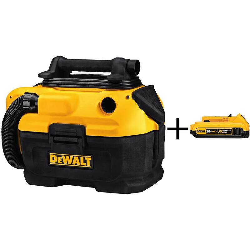 DEWALT 2 Gal. MAX Cordless/Corded Wet/Dry Vacuum and (1) 20V MAX Compact Lithium-Ion 2.0Ah Battery - DCV581Hwb