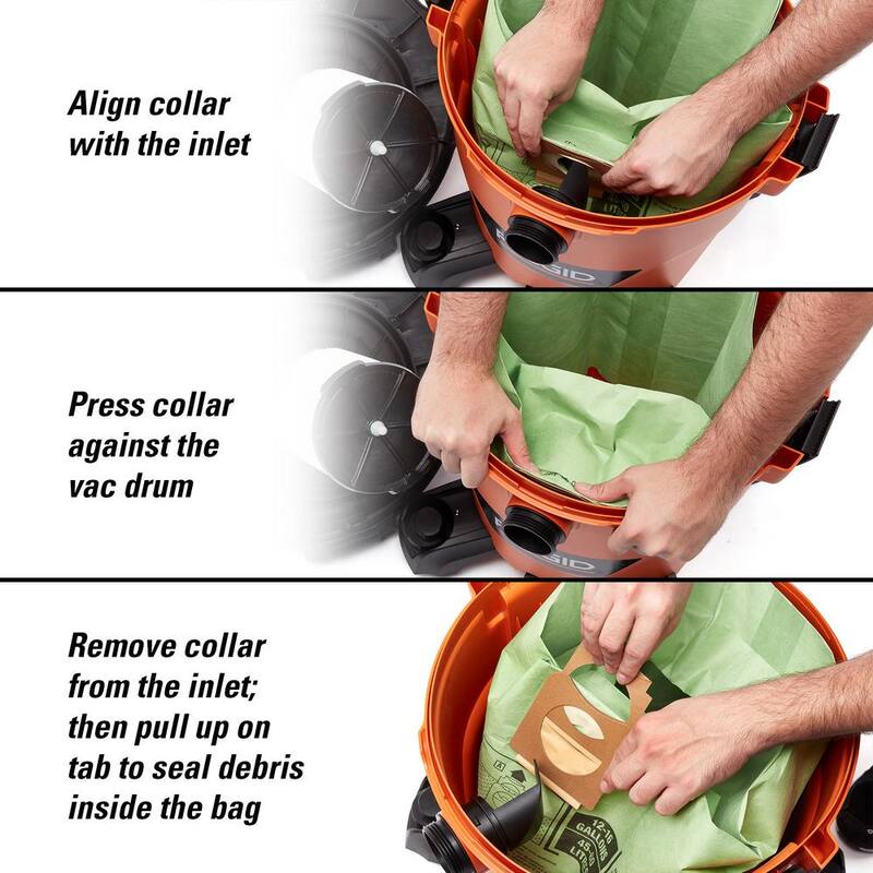 RIDGID Wet Dry Vacuum OSHA Compatible Kit with HEPA Level Filtration, Cyclonic Dust Bags for Select 12 -16 Gal RIDGID Shop Vacs - VF6500