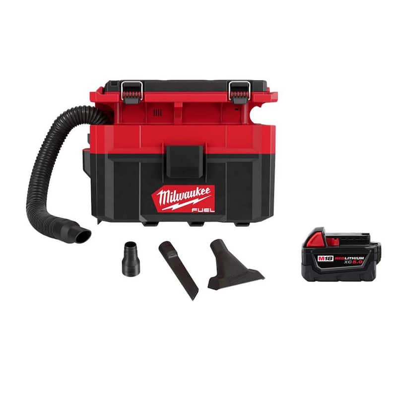 Milwaukee M18 FUEL PACKOUT 18-Volt Lithium-Ion Cordless 2.5 Gal. Wet/Dry Vacuum and M18 5.0 Ah Lithium-Ion XC Battery Pack - 0970-20-48-11-1850