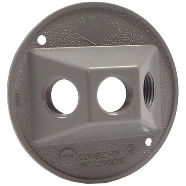 Hubbell Cluster Cover, 4-1/8 in Dia, 4-1/8 in W, Round, Metal, Gray, Powder-Coated - 5197-5