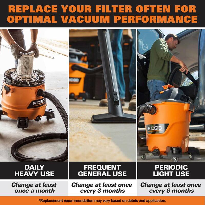 RIDGID 5 Gal. 5.0 Peak HP Portable Wall Mount Shop Vac Wet Dry Vacuum with Filter, Two Locking Hoses and Accessory Attachments - WD5500