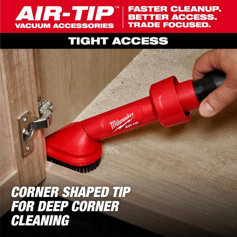 Milwaukee AIR-TIP Claw Utility Nozzle, Rotating Corner Brush, Flexible Long Crevice Tool For Wet/Dry Vacuums Automotive Set (3-Pc) - 49-90-2042