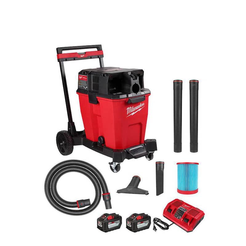Milwaukee M18 FUEL 12 Gallon Cordless DUAL-BATTERY Wet/Dry Shop Vac Kit W/12.0 Ah Battery, Charger, Filter, Hose, and Accessories - 0930-22HD