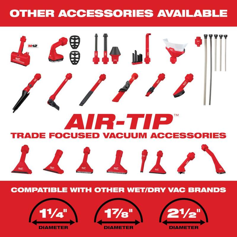Milwaukee M18 FUEL 12 Gallon Cordless DUAL-BATTERY Wet/Dry Shop Vac Kit W/12.0 Ah Battery, Charger, Filter, Hose, and Accessories - 0930-22HD