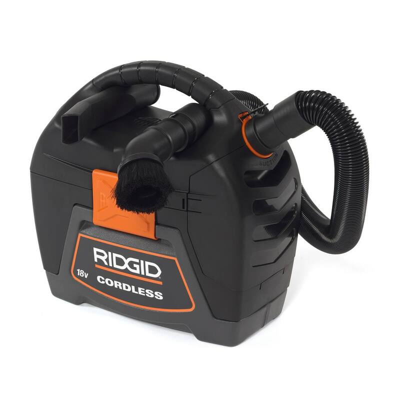 RIDGID 3 Gallon 18-Volt Cordless Handheld Shop Vac Wet Dry Vacuum (Tool Only) with Filter, Expandable Hose and Accessories - WD0319