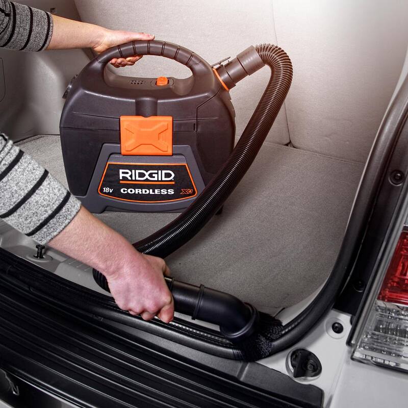 RIDGID 3 Gallon 18-Volt Cordless Handheld Shop Vac Wet Dry Vacuum (Tool Only) with Filter, Expandable Hose and Accessories - WD0319