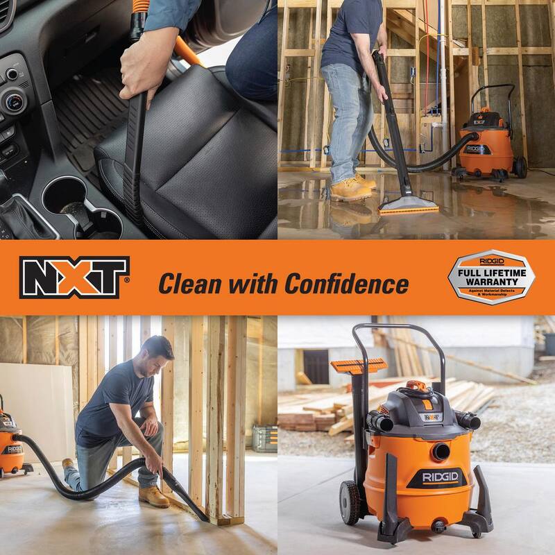 RIDGID 16 Gallon 6.5 Peak HP NXT Shop Vac Wet Dry Vacuum, Fine Dust Filter, Locking Hose, Accessories and Car Cleaning Kit - HD1800B