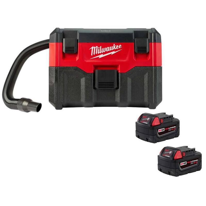 Milwaukee M18 18-Volt 2 Gal. Lithium-Ion Cordless Wet/Dry Vacuum w/(2) M18 XC Extended Capacity 5.0 Ah Battery Packs - 0880-20-48-11-1852