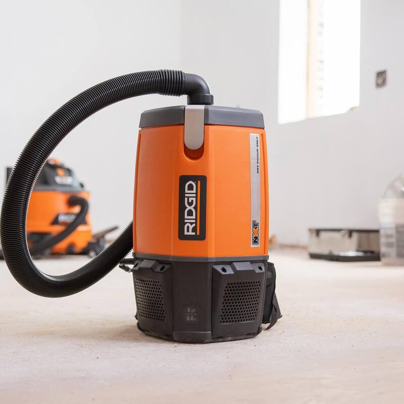 RIDGID 6 Qt. (1.5 Gal.) NXT Backpack Vacuum Cleaner with Filters, Locking Accessories Shop Vac Attachments for Dry Applications - HDB600