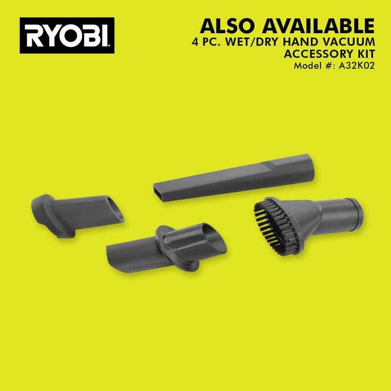 RYOBI ONE+ 18V Cordless Wet/Dry Hand Vacuum Kit with 2.0 Ah Battery and Charger - PCL702K