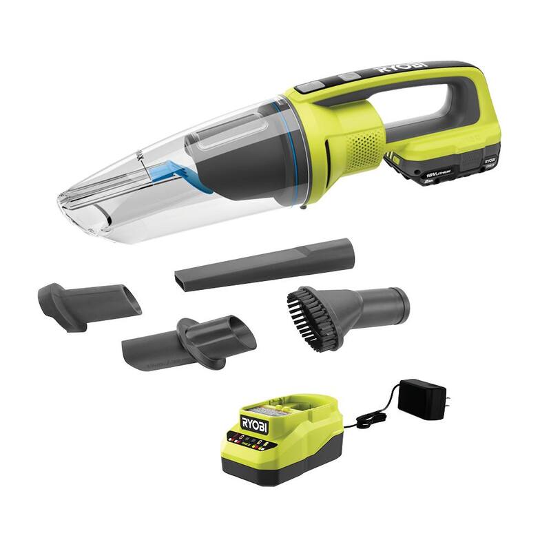 RYOBI ONE+ 18V Cordless Wet/Dry Hand Vacuum Kit with 2.0 Ah Battery and Charger - PCL702K