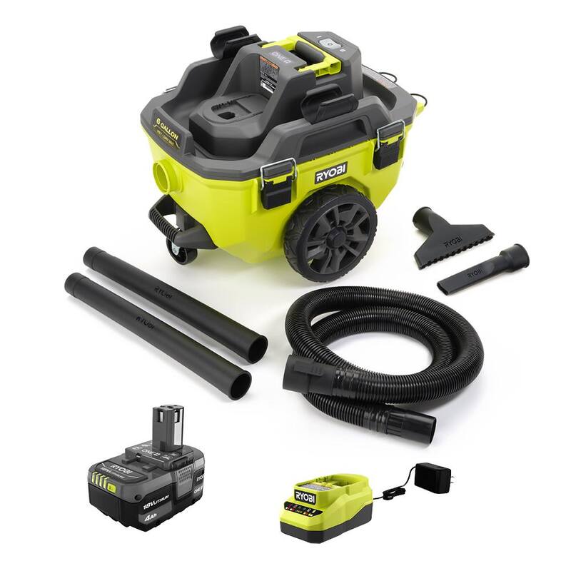 RYOBI ONE+ 18V Cordless 6 Gal. Wet Dry Vacuum Kit with 4.0 Ah Battery and 18V Charger - PCL735K