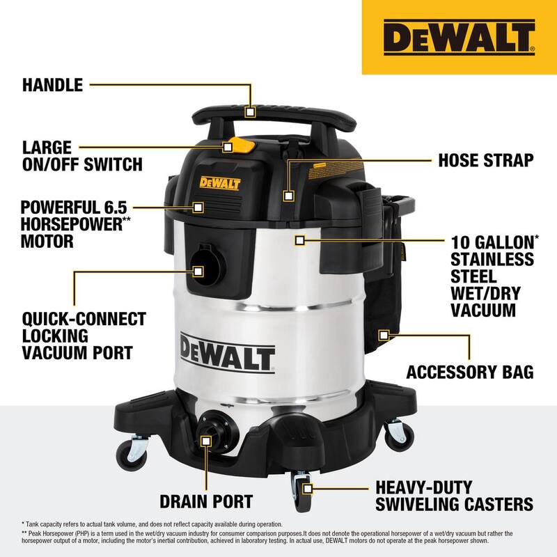 DEWALT 10 Gal. Stainless Steel Wet/Dry Vacuum - DXV10SB