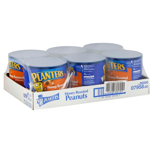 Planters Maníes Tostados en Miel sin Sal Tin 52 oz., paquete de 6 - 10029000079585