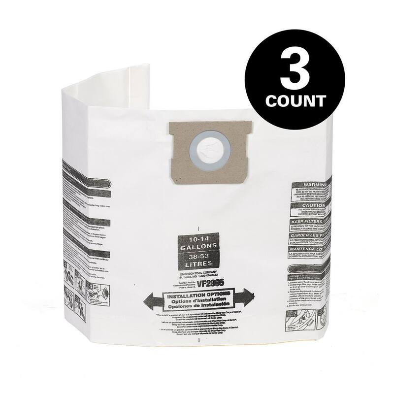 MULTI FIT General Debris Wet Dry Vacuum Dry Pick-up Only Dust Collection Bags for 10 to 14 Gal Shop-Vac Brand Shop Vacs (3-Pack) - VF2005