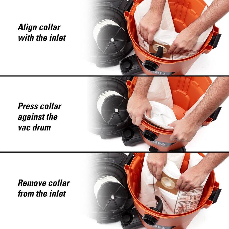 RIDGID Wet Dry Vacuum Filter Kit with General Debris Cartridge Filter and Two Dust Bags for Select 12-16 Gal RIDGID Shop Vacs - VF4500