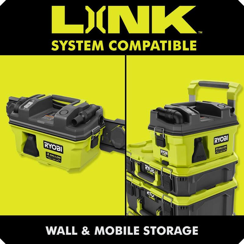 RYOBI ONE+ 18V LINK Cordless 3 Gal. Wet/Dry Vacuum Kit with 4.0 Ah Battery and 18V Charger - PCL734K