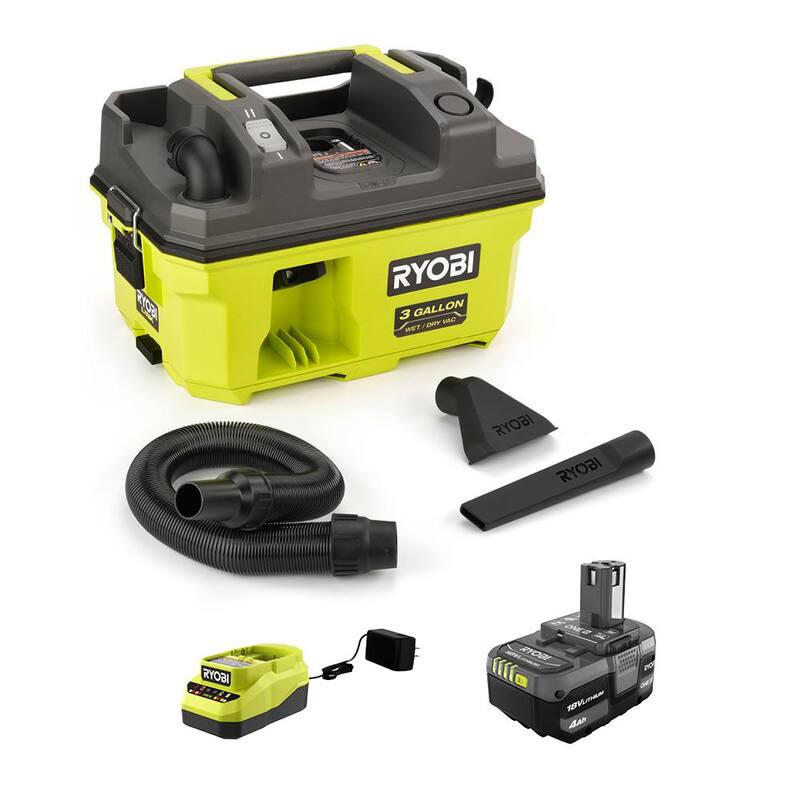 RYOBI ONE+ 18V LINK Cordless 3 Gal. Wet/Dry Vacuum Kit with 4.0 Ah Battery and 18V Charger - PCL734K