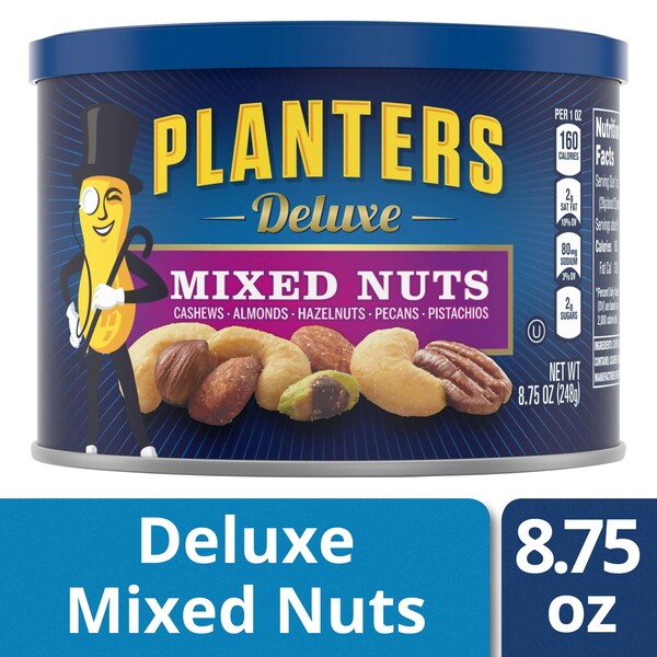 "Planters Planters Deluxe Mixed Nuts 8.75 oz. Lata, PK12 - 10029000016207" - "Nueces Mixtas de Lujo Planters en lata de 8.75 oz, PK12 - 10029000016207"