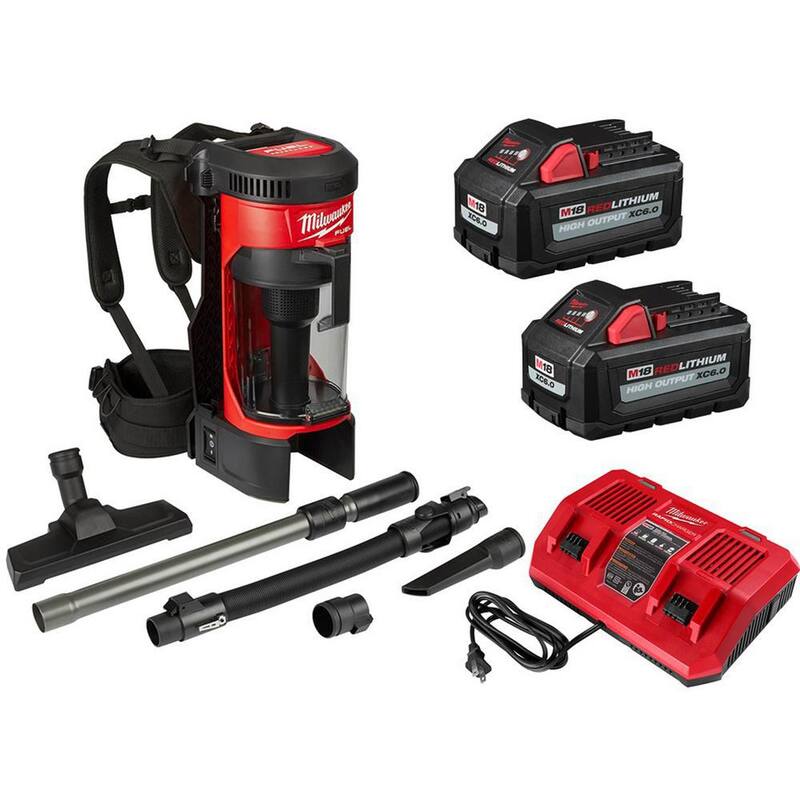 Milwaukee M18 FUEL 18-Volt Lithium-Ion Brushless 1 Gal. Cordless 3-in-1 Backpack Vacuum Kit W/(2) M18 High Output 6.0 Ah Batteries - 0885-20-48-11-1862-48-59-1802