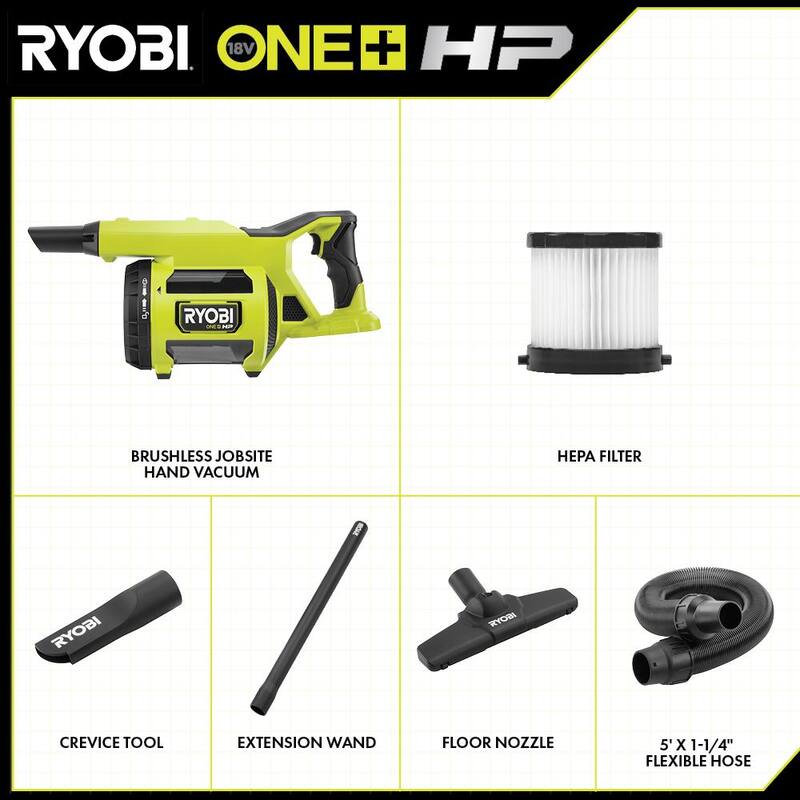 RYOBI ONE+ HP 18V Brushless Cordless Jobsite Hand Vacuum (Tool Only) - PBLHV701B