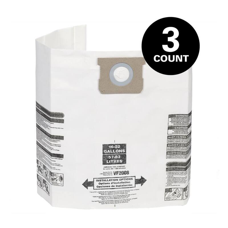 MULTI FIT General Debris Wet Dry Vacuum Dry Pick-up Only Dust Collection Bags for 15 to 22 Gal Shop-Vac Brand Shop Vacs (3-Pack) - VF2008