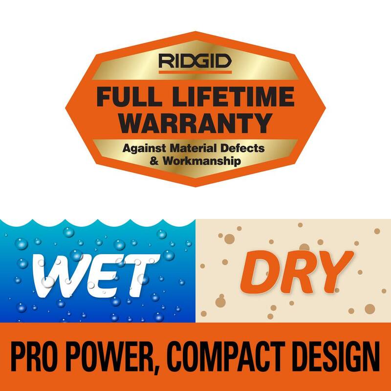 RIDGID 4.5 Gallon 5.0 Peak HP ProPack Shop Vac Wet Dry Vacuum with Fine Dust Filter, Expandable Locking Hose and Accessories - WD4522