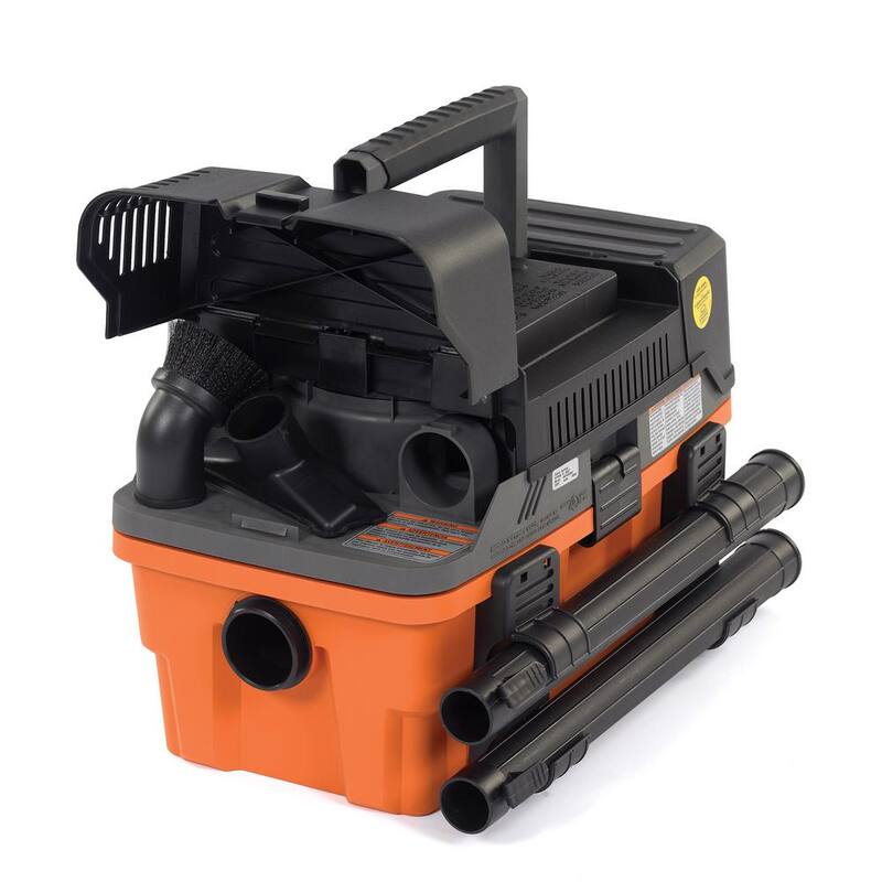RIDGID 4.5 Gallon 5.0 Peak HP ProPack Shop Vac Wet Dry Vacuum with Fine Dust Filter, Expandable Locking Hose and Accessories - WD4522