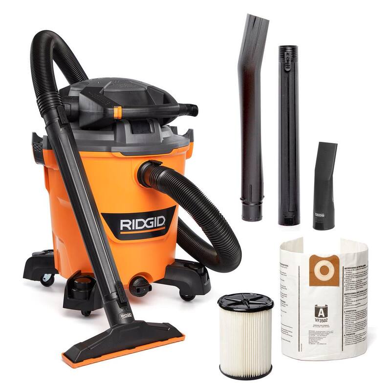 RIDGID 12 Gallon 6.0 Peak HP NXT Shop Vac Wet Dry Vacuum with Detachable Blower, Filter, Dust Bag, Locking Hose and Accessories - HD1280