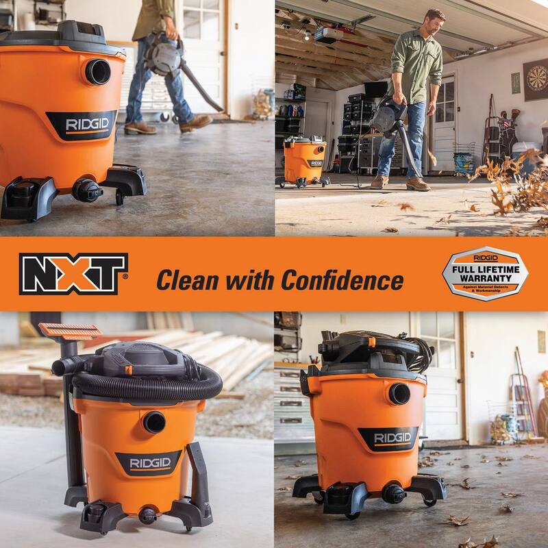 RIDGID 12 Gallon 6.0 Peak HP NXT Shop Vac Wet Dry Vacuum with Detachable Blower, Filter, Dust Bag, Locking Hose and Accessories - HD1280