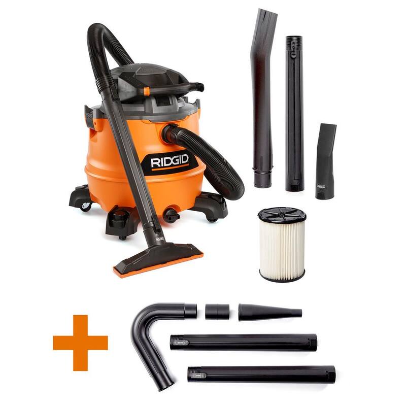 RIDGID 16 Gallon 6.5 Peak HP NXT Shop Vac Wet Dry Vacuum with Detachable Blower, Filter, Accessories and Gutter Cleaning Kit - HD1600A