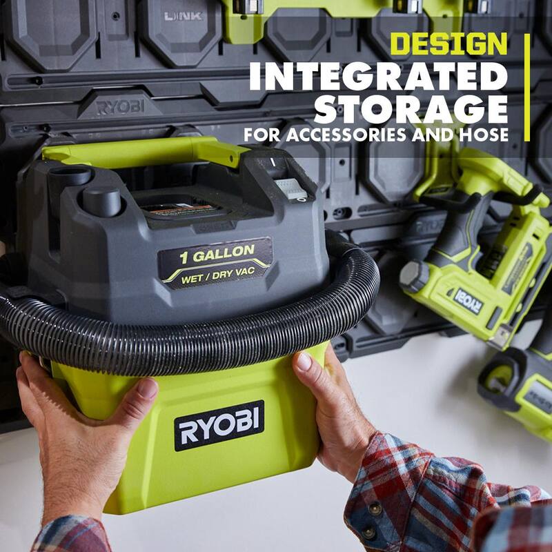 RYOBI ONE+ 18V Cordless 1 Gal. Wet/Dry Vacuum (Tool Only) with Extra Filter and Foam Filter - PCL733B-A32VC05-A32WF03