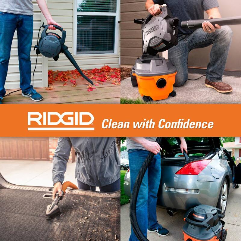 RIDGID 4 Gal. 6.0 Peak HP Shop Vac Wet Dry Vacuum with Detachable Blower, Fine Dust Filter, Hose, Accessories, Car Cleaning Kit - WD4080A
