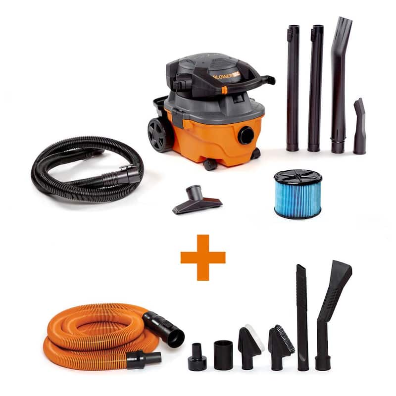 RIDGID 4 Gal. 6.0 Peak HP Shop Vac Wet Dry Vacuum with Detachable Blower, Fine Dust Filter, Hose, Accessories, Car Cleaning Kit - WD4080A