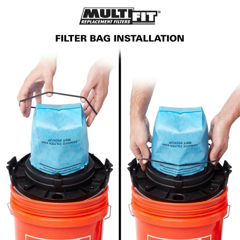 MULTI FIT Replacement Wet Dry Vacuum Bag Filters with Band for Select Husky, Stinger and Bucket Head Shop Vacs (3-Pack) - VF2000