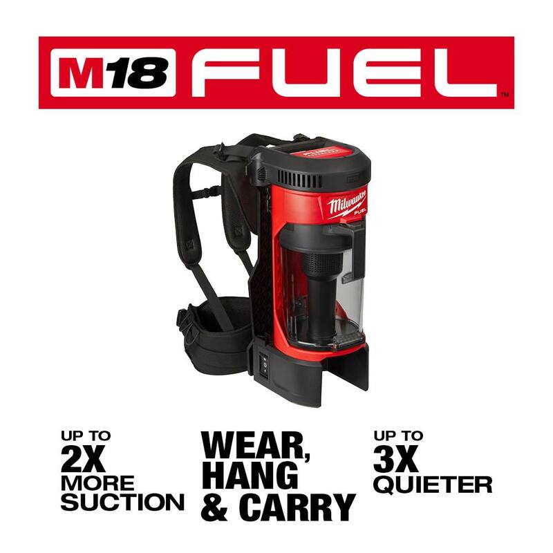Milwaukee M18 FUEL 18-Volt Lithium-Ion Brushless 1 Gal. Cordless 3-in-1 Backpack Vacuum with 8.0 Ah Battery and Rapid Charger - 0885-20-48-59-1880