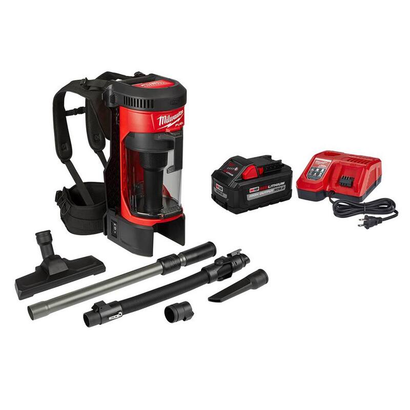 Milwaukee M18 FUEL 18-Volt Lithium-Ion Brushless 1 Gal. Cordless 3-in-1 Backpack Vacuum with 8.0 Ah Battery and Rapid Charger - 0885-20-48-59-1880