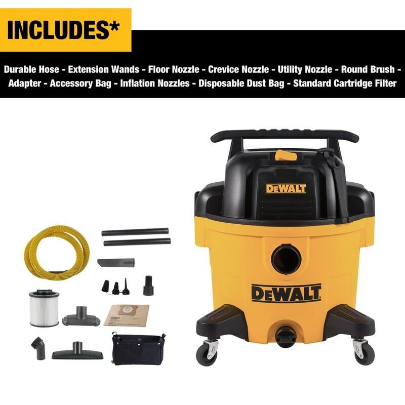 DEWALT 9 Gal. Portable Wet/Dry Vacuum with Hose Accessories and Accessory Bag - DXV09PA