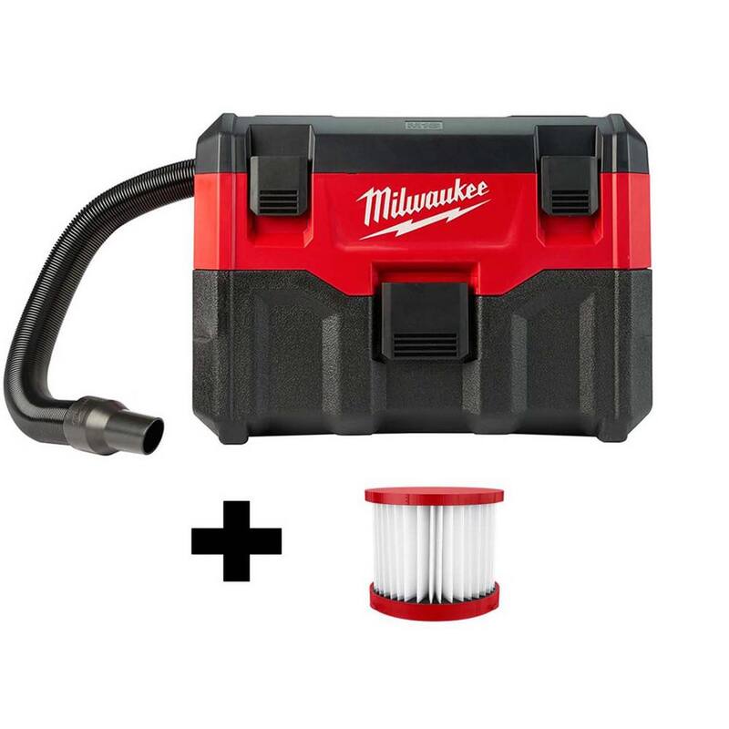 Milwaukee M18 18-Volt 2 Gal. Lithium-Ion Cordless Wet/Dry Vacuum W/ Extra Wet/Dry HEPA Filter - 0880-20-49-90-1900