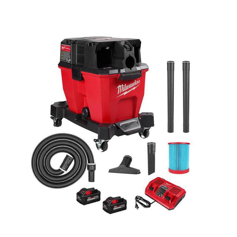 Milwaukee M18 FUEL 9 Gal. Cordless DUAL-BATTERY Wet/Dry Shop Vacuum Kit with (2) 8.0 ah Batteries, Filter, Hose, and Accessories - 0920-22HD